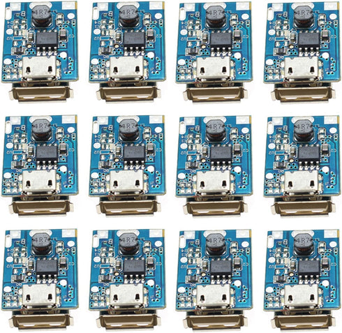 12Pcs 5V Boost Step Up Transformers Power Supply Module for DIY Charger, with LED Display, USB and Micro Port