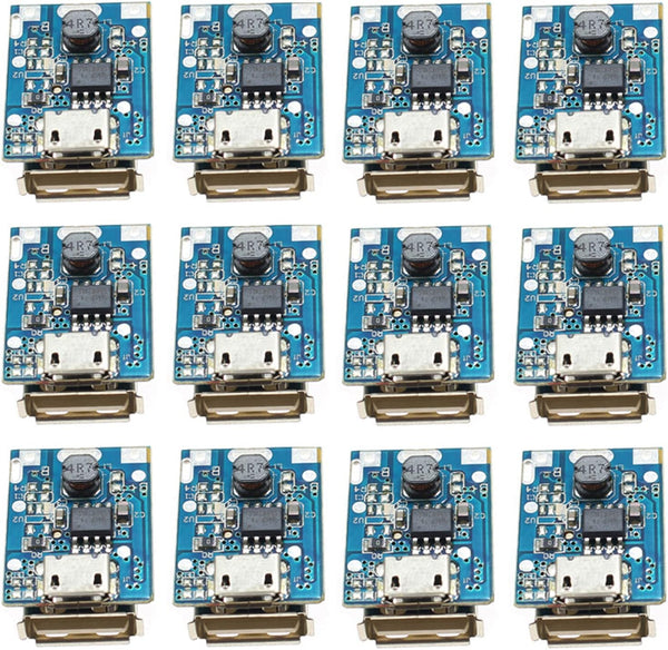 12Pcs 5V Boost Step Up Transformers Power Supply Module for DIY Charger, with LED Display, USB and Micro Port
