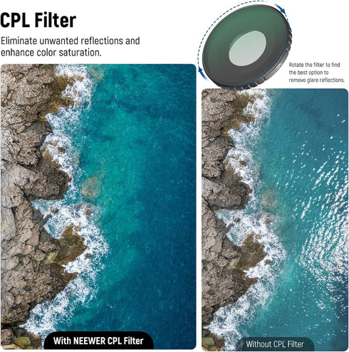 NEEWER 5PCS ND Filter Kit for DJI Osmo Action 3, CPL ND8 ND16 ND32, Neutral Density Filter HD Optical Glass Multi Layer