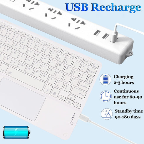 Wireless Bluetooth Keyboard, 10-inch Ultra-Slim 7 Color Backlight Keyboard with Touchpad, Rechargeable Portable