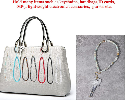 Semi-Precious Gem Stones Beaded Phone Charm, Handmade Natural Gemstone Lanyard Wrist Strap