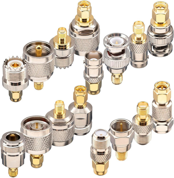 RF Coaxial FPV Connector Kit, SMA to BNC UHF F N Type Connectors, 16 Type Set for Coax Adapters