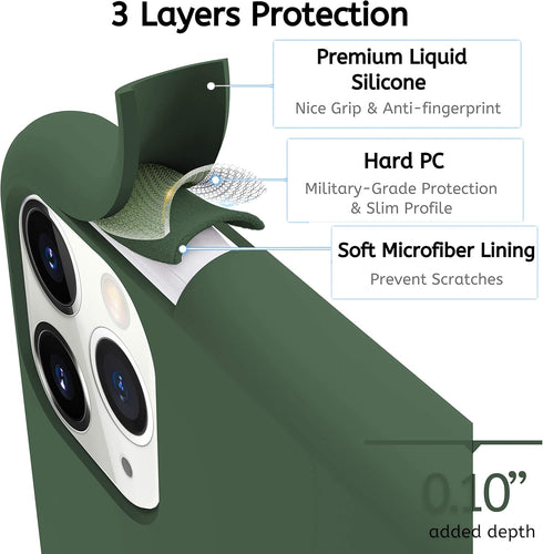 IceSword Compatible with iPhone 11 Pro Max Case, Dark Green Thin Liquid Silicone Soft Silk Matte Cover