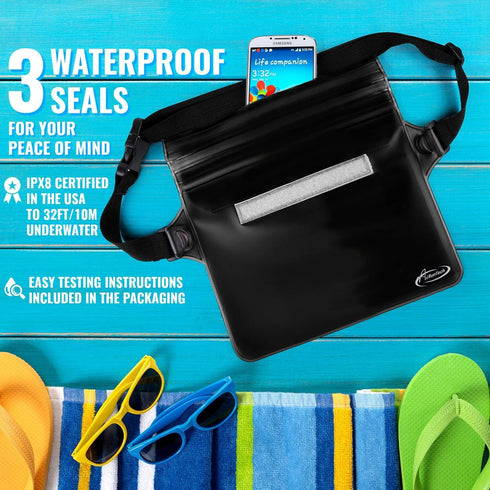 AiRunTech Waterproof Phone Pouch, 2-Piece Set for Beach Vacation, Kayak Boating Cruise Accessories with Phone Lanyard