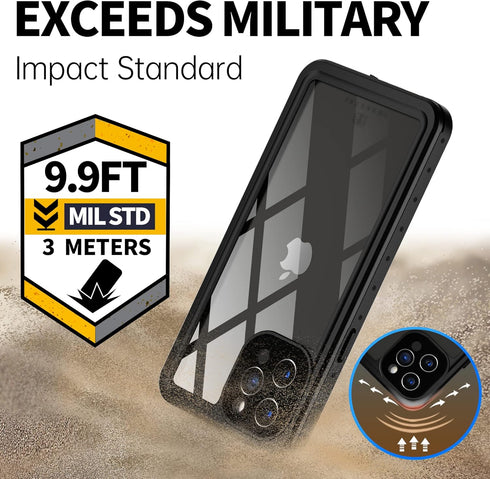 BEASTEK Waterproof Case for iPhone 12 Pro Max, NRE Series Shockproof IP68 with Built-in Screen Protector (Clear)