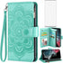 Asuwish Flower Leather Flip Card Holder Wallet Case with Tempered Glass Screen Protector for Samsung Galaxy S22 Ultra