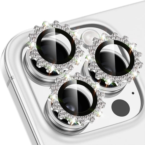 Xfilm for iPhone 16 Pro/16 Pro Max Camera Lens Protector, Stylish Diamond Ring Design, Scratchproof Protector