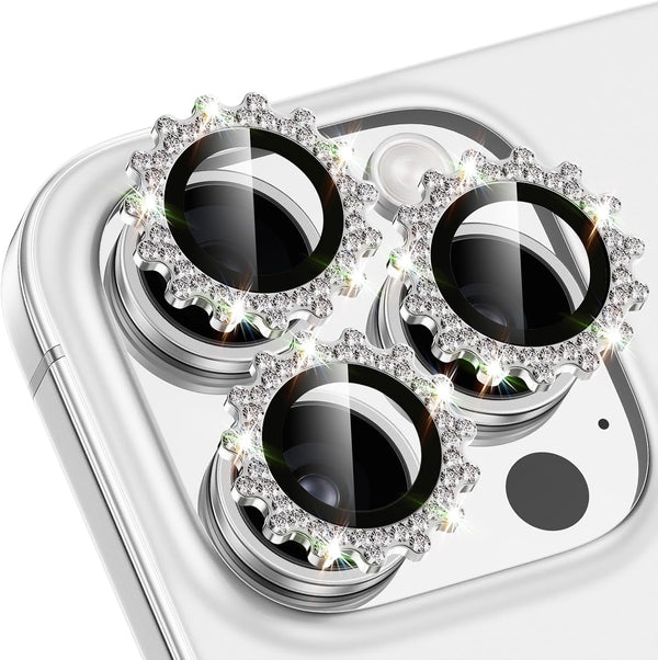 Xfilm for iPhone 16 Pro/16 Pro Max Camera Lens Protector, Stylish Diamond Ring Design, Scratchproof Protector