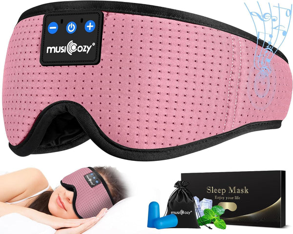 MUSICOZY Bluetooth Sleep Headphones Eye Mask for Sleeping, Wireless Headband Headphones, Sleep Earbuds for Side Sleepers