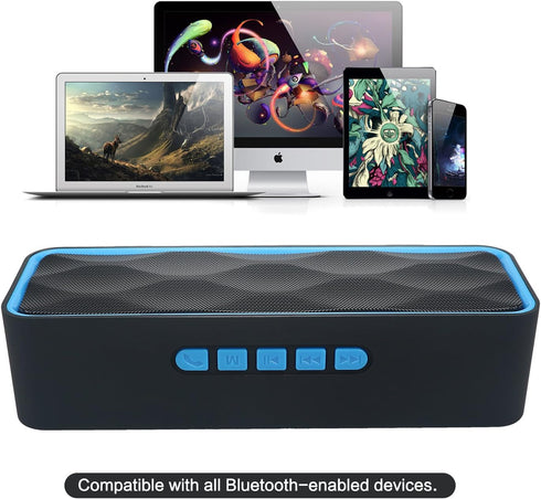 Wireless Bluetooth Speaker - AUX/USB/TF Card Slot, Outdoor Portable Stereo with HD Audio, Enhanced Bass, Dual-Driver,