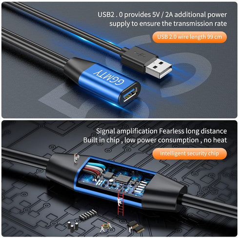 GGMTY 2.0 75ft, 480 USB Type A Male to A Female Active Repeater Extension Cable High Speed Mbps