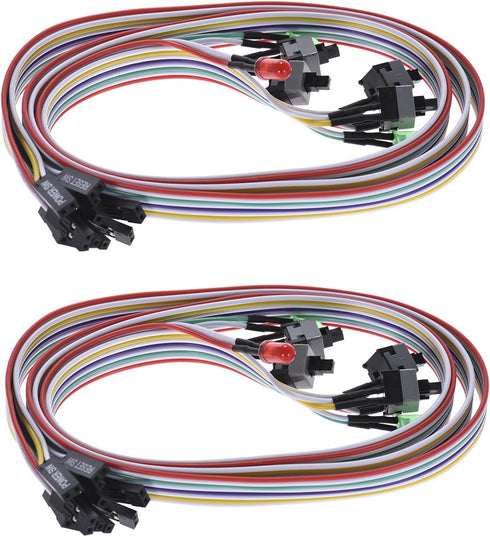 Warmstor 2 Pack 2-Pin 27-inch Reset PC Power Switch Cable Desktop On Off Push Button ATX Front Bezel Wire with HDD SW