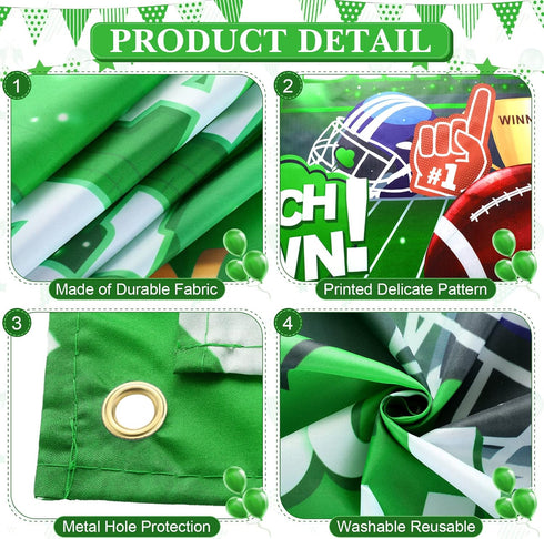 Football Birthday Party Decorations, Super Game Backdrop Banner for Football Bowl Theme Party Supplies