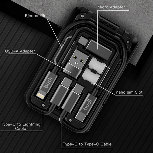 BUDI MFi Certified USB Type C Cable - 3 Types USB Adapter Kit for Traveling Phone Pad Charging