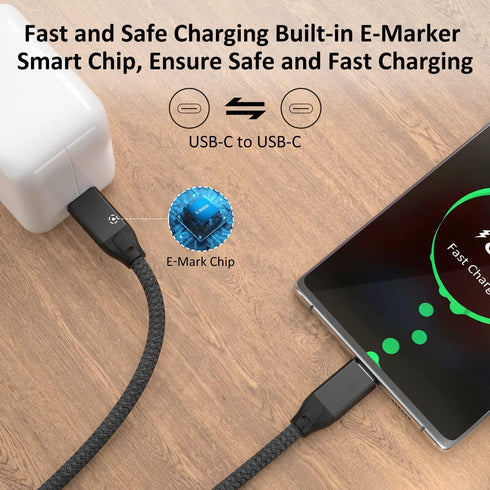 UseBean 2Pack USB C to USB C Cable 1.5FT, 100W 3.2 Gen 2X2 20Gbps Data Cable, 4K Video, Type-C PD Fast Charging for