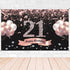Trgowaul 21st Birthday Decorations - Rose Gold Backdrop 5.9 x 3.6 Ft for Women Happy 21st Banner