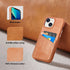 Compatible with iPhone 13, Premium Retro Leather Wallet Phone Case, Brown, with Credit Card Holder