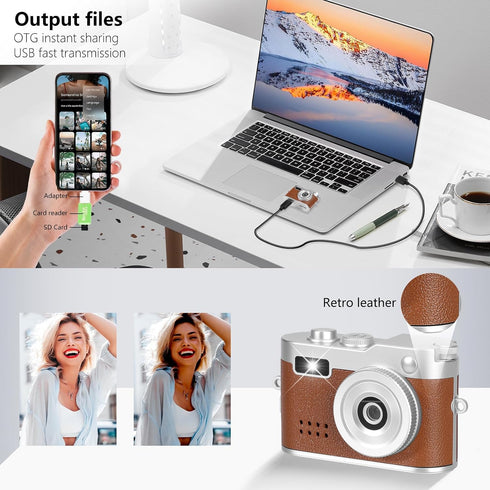 Mhaohuofu 1080p 32GB 6 0.96" 100 Mini Keychain Camera, FHD Mini Digital Camera with SD Card, Flash, Creative Filters