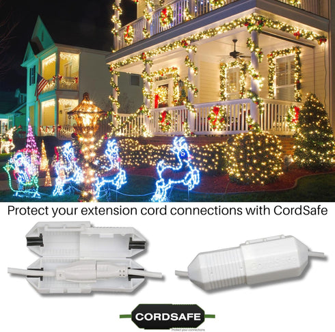 Outdoor Extension Cord Safety Cover, Weather Resistant Durable Plug Protector for Holiday and Patio String Lights