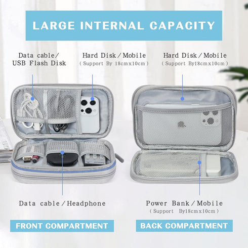 FYY Travel Cable Organizer Pouch, Electronic Accessories Carry Case, Portable Waterproof Double Layers Storage Bag