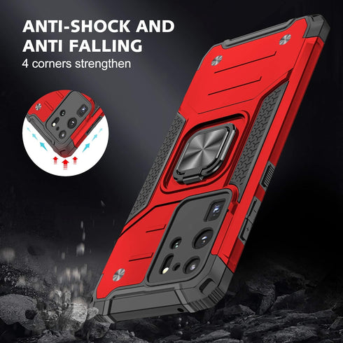 Anqrp Galaxy S20 Ultra Case, Military Grade Protective Phone Cover with Enhanced Metal Ring Kickstand, Red