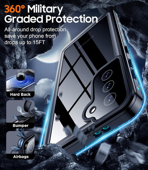 Temdan Waterproof Case for Samsung Galaxy S21, Built-in Screen Protector, 360 Full Body Shockproof, Teal