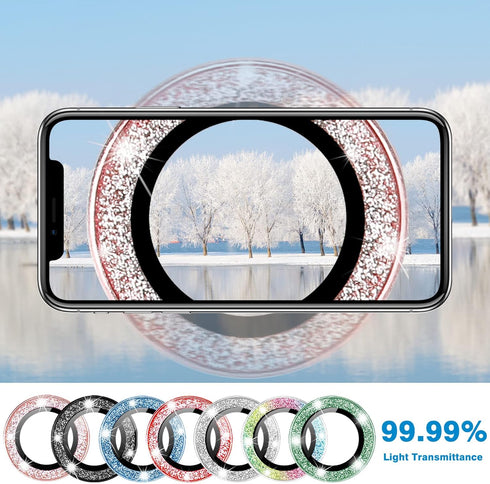 Compatible with iPhone 13 Mini & iPhone 13 Camera Lens Protector - Bling Glitter 9H Tempered Glass, 2Pcs