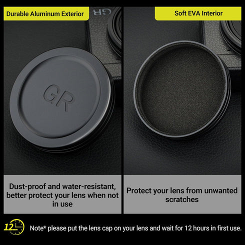 JJC Aluminum Lens Cap Cover Protector for Ricoh GR IIIx, GR III, GR II with Soft EVA Interior - Black
