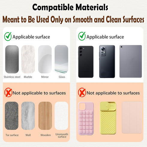 Rwotlls Silicone Double-Sided Suction Cup Phone Case Detachable Mount, Hands-Free Strong Grip Holder Stand for Selfies