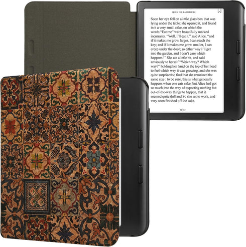 kwmobile Cork Case Compatible with Kobo Libra Colour - Book Style Protective e-Reader