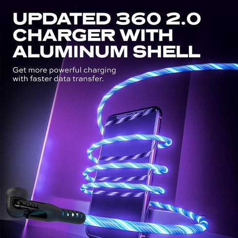 STATIK GloBright 360 Pro Magnetic Charging Cable 2nd Gen, Light Up USB C Charging Cable, 6FT/2M