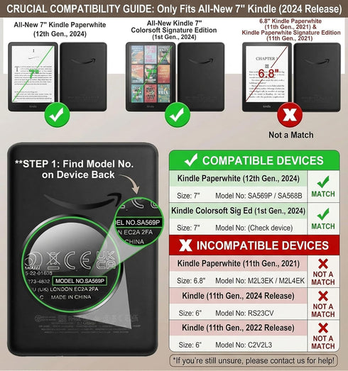 BVCLKJPOI 12th (2024, 7") Case for Kindle Paperwhite Generation & Colorsoft Signature Edition, Slim Stand Folio Cover