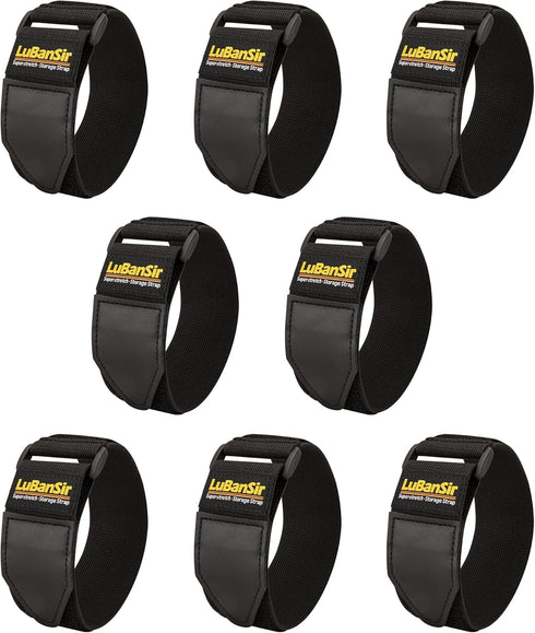 LuBanSir Cinch Straps, 2" x 12" (8 Pack), Elastic Hook and Loop Storage Strap for Cord, Cable, Rope, Hose