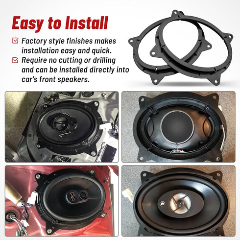 RED WOLF 6" x 9" Front Door Speaker Mount Adapter for 2012 Up Toyota Camry, Highlander, Tacoma, 2 PCS