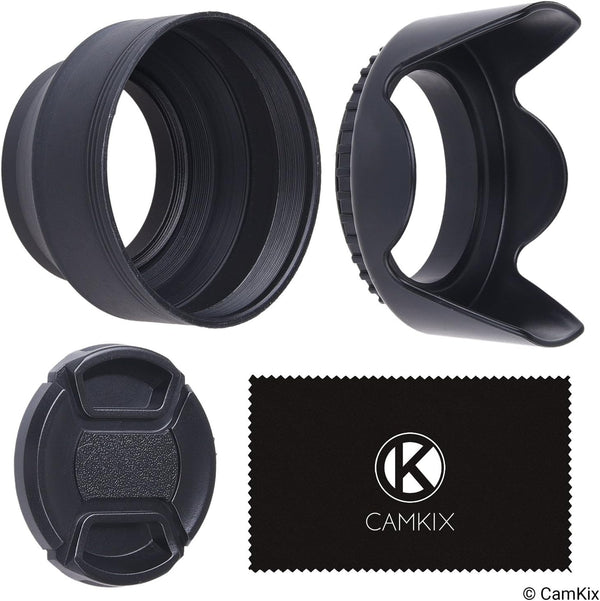 2 Lens Shades: Tulip + Rubber, 1 Lens Cap, Reduces Lens Reflections, Protects Against Excess Sunlight