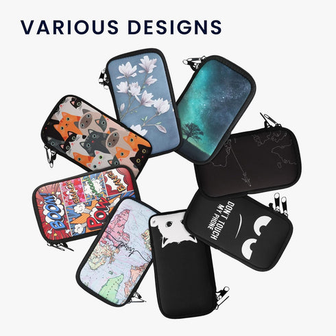 kwmobile Neoprene Sleeve for Smartphone Size XXL - 7" - Shock Absorbing Pouch Case - Protective Phone Bag - Meow Meow White/Black