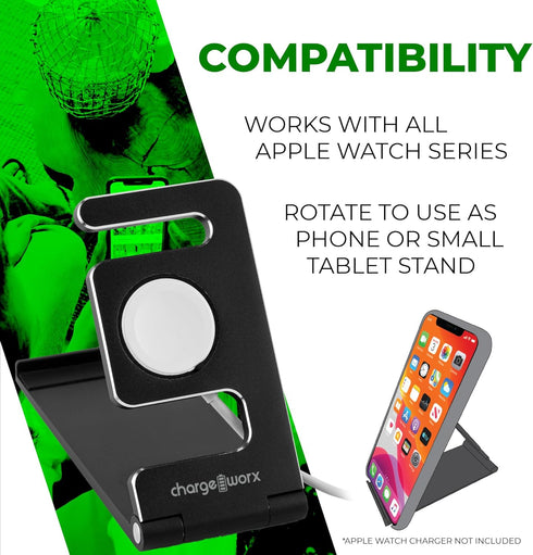 CHARGEWORX Smart Watch Stand Charger, Portable Apple iWatch Charging Station for Office Desk Accessories, Nightstand