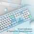 Fogruaden Wireless Keyboard and Mouse Combo, 2.4GHz Retro Typewriter Keyboard, 104 Full Size Round Keycap Cute Computer