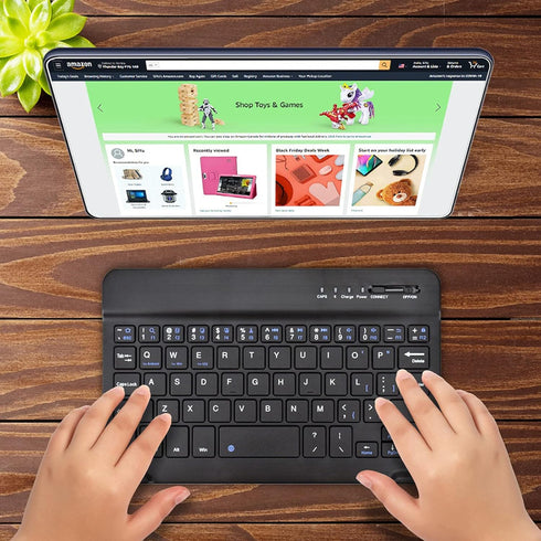 DETUOSI Universal 7-8 inch Wireless Keyboard, Multi-Device Portable Ultrathin (6mm) Lightweight for iOS/Android/Windows