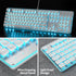 Owpkeenthy White Typewriter Gaming Keyboard Full-Size Quiet Keyboard with Ice Blue Backlit Light Up