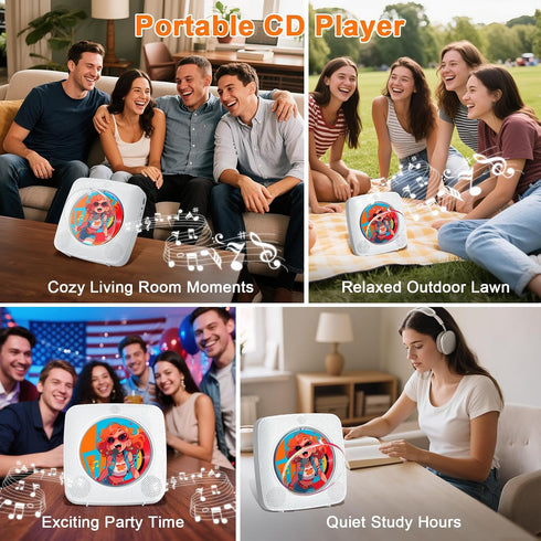 Gueray 1800mAh MP3 Portable CD Player Bluetooth: CD Players for Home Rechargeable Desktop Wall Portable CD Player