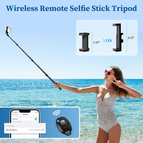 Phone Tripod, 70" Selfie Stick Tripod Stand with Remote Holder Carry Bag, Aluminum Alloy Compatible with iPhone Samsung