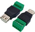 USB 2.0 A Screw Terminal Block Adapter, Female to 5 Pin/Way Female Bolt Screw Shield for Charging and Data Transfer