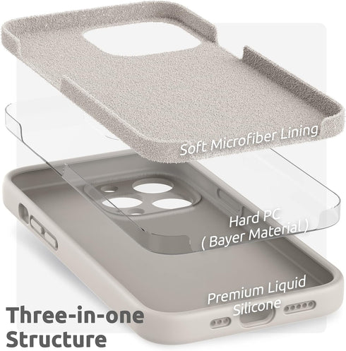 SURPHY iPhone 13 Pro Case (6.1", 2021) - Liquid Silicone, Screen Protector, Camera Protection, Soft Microfiber Lining,