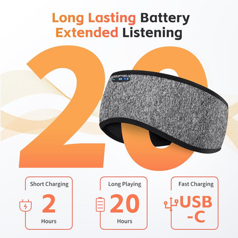 6.0 20H Sleep Headphones Bluetooth Headband, Playtime Headband Headphones with HD Stereo Speakers, Sports Wireless