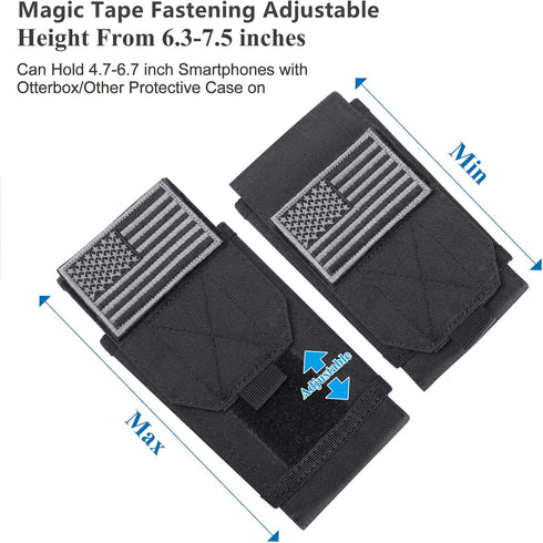 Black Tactical Molle CellPhone Pouch Case, Heavy Duty Waterproof Holster Bag for iPhone 11 12 13 Pro Max Samsung S22