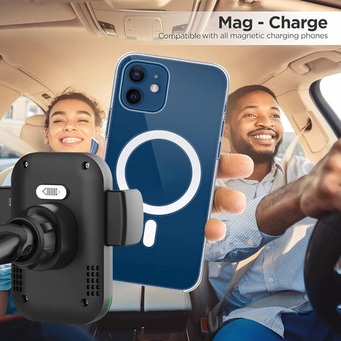 GALVANOX Cup Phone Holder for Car, Designed for MagSafe Wireless Charger (15W), Auto Clamping Magnetic Mount