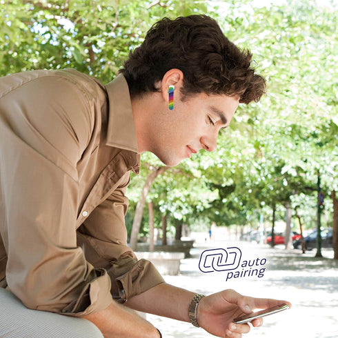 Rainbow True Wireless Earbuds: Bluetooth Headset for Music, Podcasts & Gaming | Rechargeable, Built-in Mic for Home &