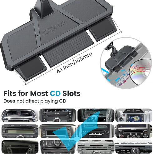 APPS2Car Wireless Car Charger Mount - CD Slot Auto Clamping 15W Fast Charging Phone Holder for iPhone 16, 15, 14, 13, 12