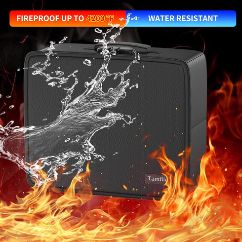 Fireproof Safe Photo Storage Box, 18 Inner Clear Photo Cases, Portable Organizer with Lock and Handle